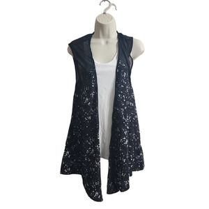 URBAN OUTFITTERS Silence + Noise Black White Splatter Print Open Vest Size S